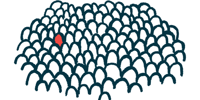 Using only outlines, this illustration shows a lone rare person in a crowd.