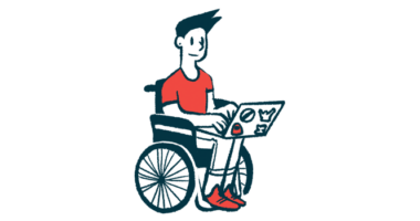 choosing orthosis | Charcot-Marie-Tooth News | illustration of person in wheelchair using laptop