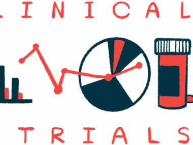 A bar graph, a pie graph and a prescription bottle of oral medications are used to highlight clinical trials in this illustration.