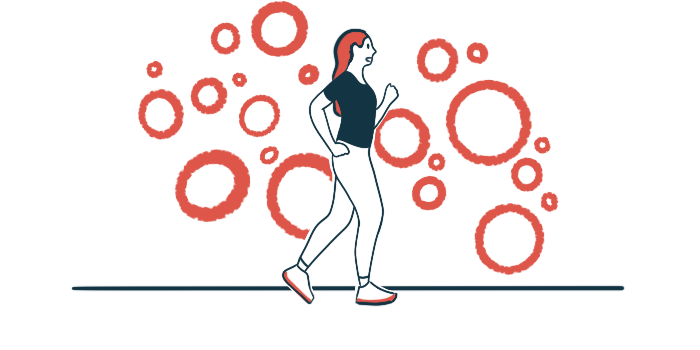 Illustration of a woman walking.